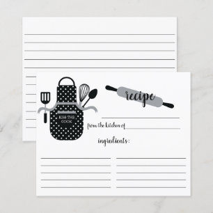 Carte de recette Retro Black White Apron Outils de