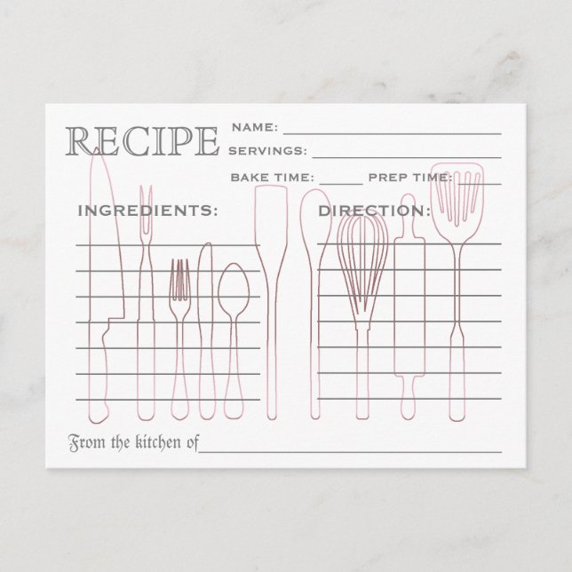 Carte de recette rétro Outils de cuisine Rayé (Devant)