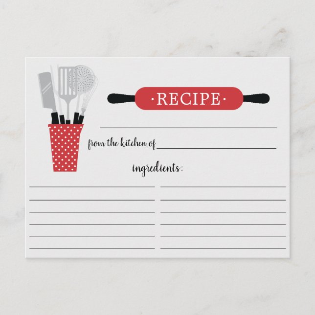 Carte de recette Retro Red Rolling Pin Kitchen Too (Devant)