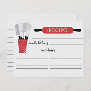 Carte de recette Retro Red Rolling Pin Kitchen Too