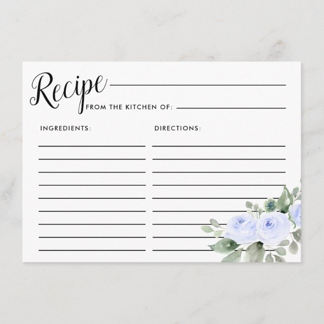 Carte de recette Rose bleu Fête des mariées botani (Devant)