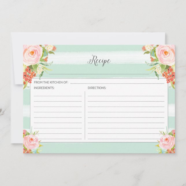Carte de recette rose florale (Devant)