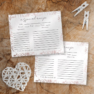 Carte de recette rose Gold Foil Fête des mariées F