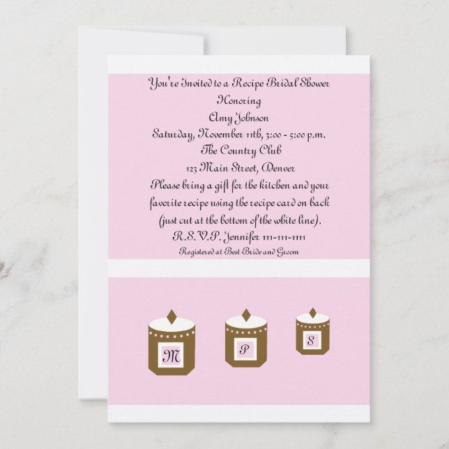 Carte de recette rose invitation pour enterrement  (Devant)