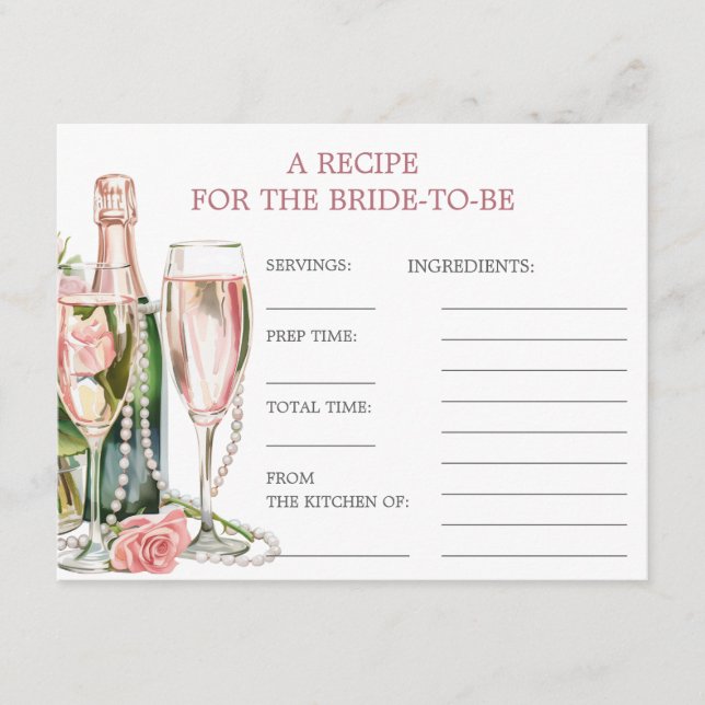 Carte de recette rose Pearls & Prosecco Fête des m (Devant)