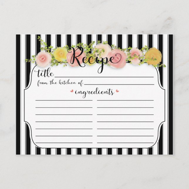 Carte de recette Rose pour les bandes noires moder (Devant)