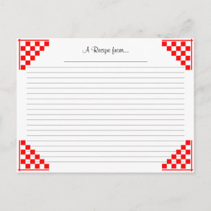 Carte de recette rouge avec équivalences