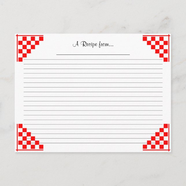 Carte de recette rouge avec équivalences (Devant)