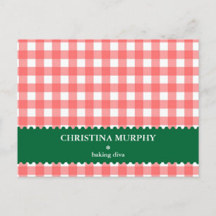 Carte de recette rouge verte en vichy doublée