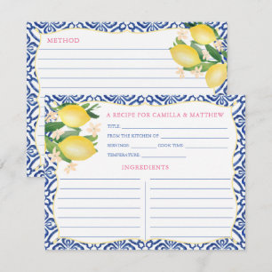 Carte de recette royale bleue Positano Lemons pein