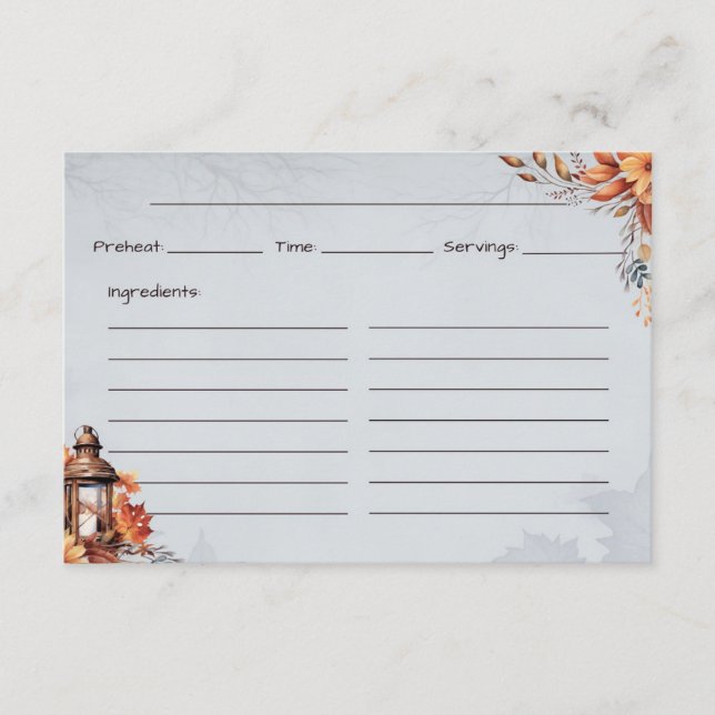 Carte de recette simple à tarte (Devant)