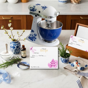 Carte de recette spéciale chinoiserie rose