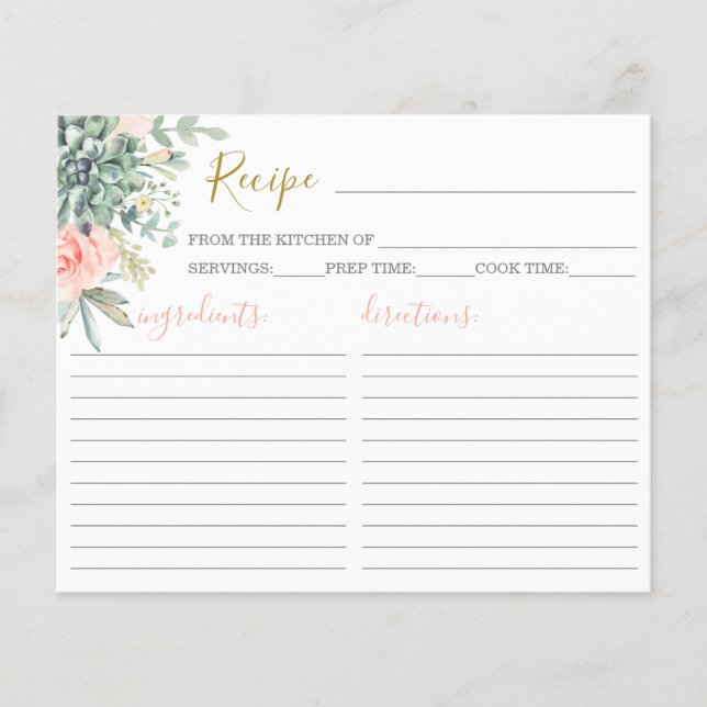Carte de recette Succulents (Devant)