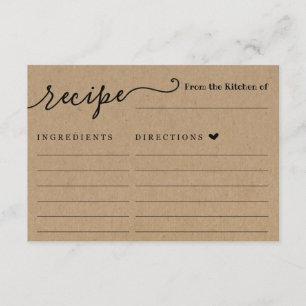 Carte de recette sur Rustic Kraft Arrière - plan