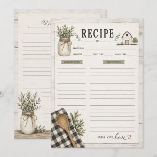 Carte de recette thème ferme rustique