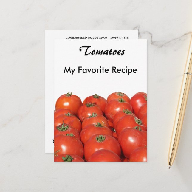 Carte de recette - Tomates (Devant/Arrière en situation)