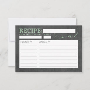 Carte de recette vintage du tableau de bord dans l