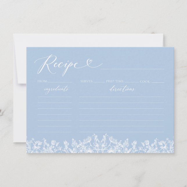 Carte de recette vintage Fête des mariées Florale (Devant)