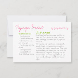 Carte de recette   Votre Recette Rose Vert