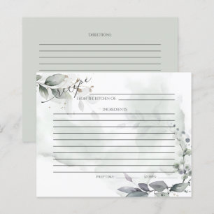 CARTE DE RECETTES   Aquarelle rustique Dusty Green