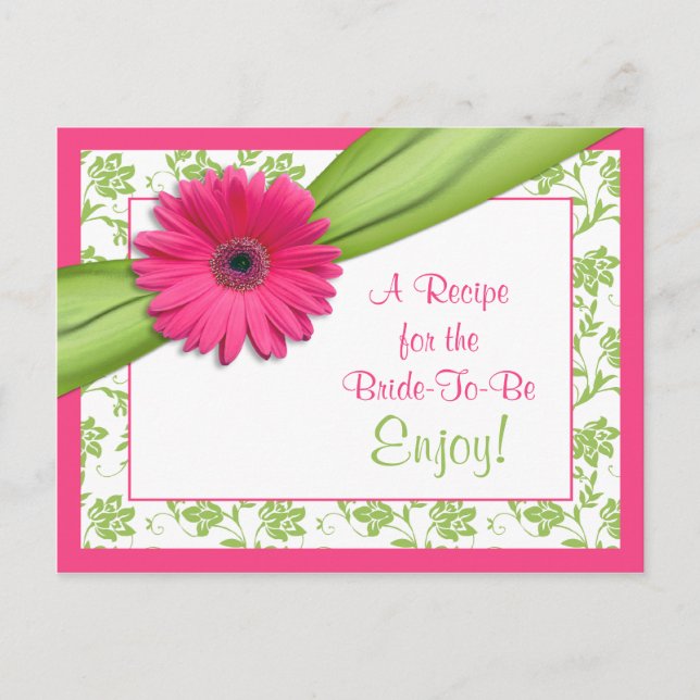 Carte de recettes de marguerite rose pour la marié (Devant)