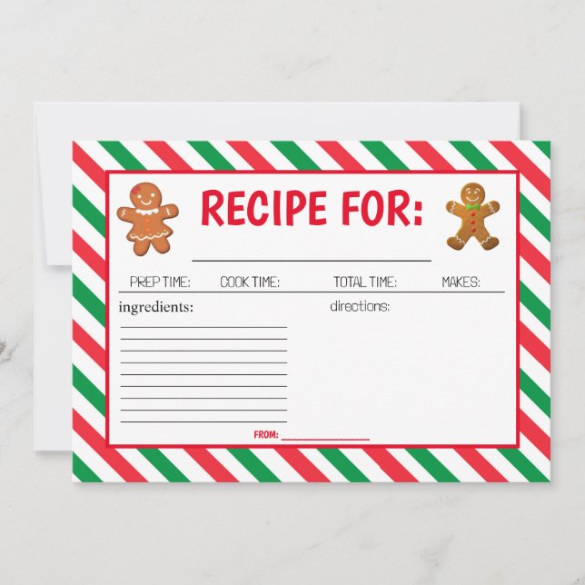 Carte de recettes de Noël Cookie Décoration de fêt (Devant)