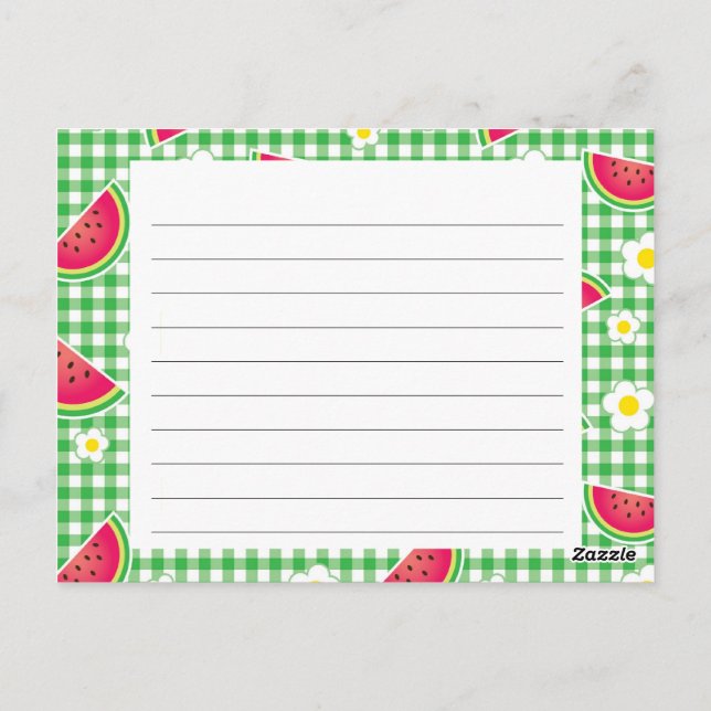 Carte de recettes de pastèques et marguerites (Dos)