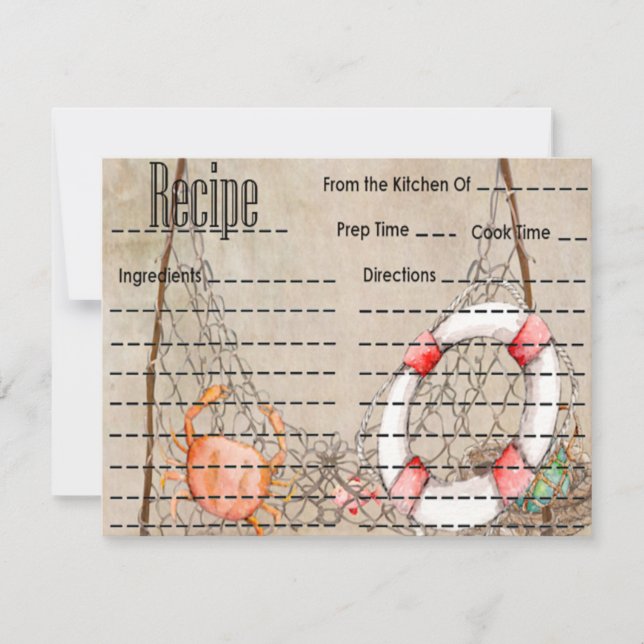 Carte de recettes de pêche vintage (Devant)