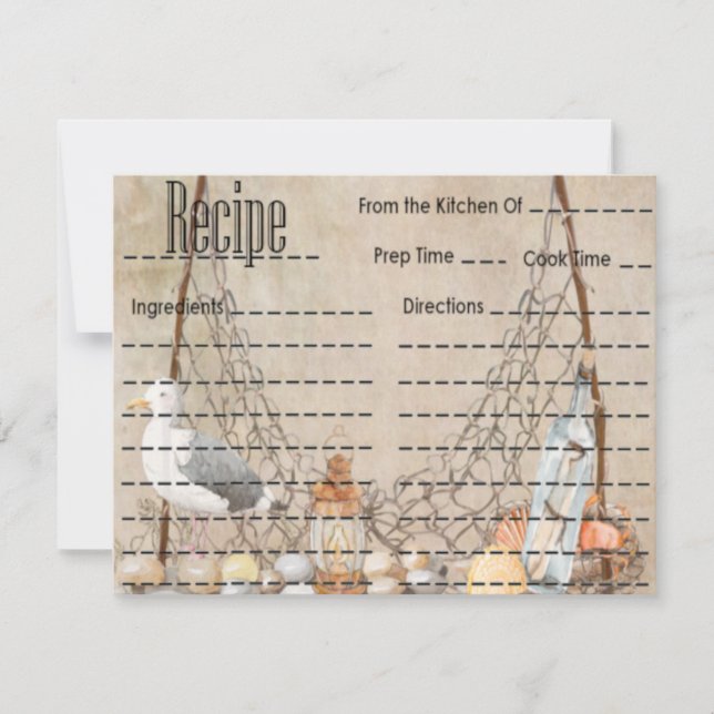 Carte de recettes de pêche vintage (Devant)