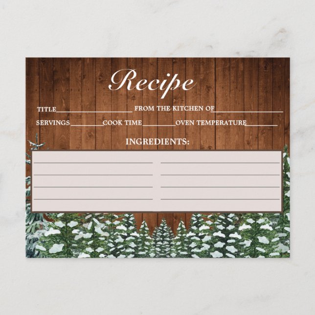 Carte de recettes de pin de campagne en bois et fo (Devant)