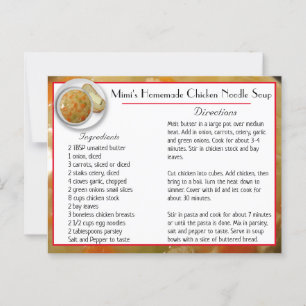 Carte de recettes de soupe de nouilles de poulet d