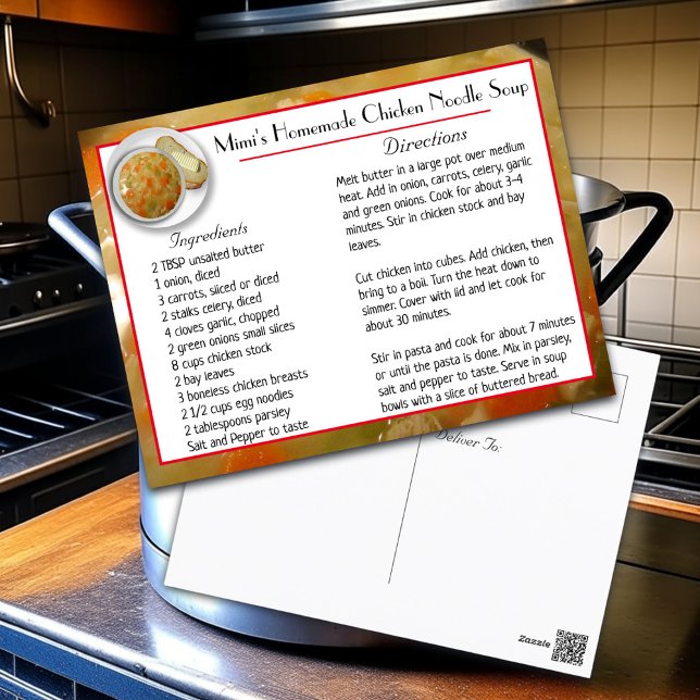 Carte de recettes de soupe de nouilles de poulet d (Créateur téléchargé)