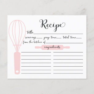 Carte de recettes de Whisk rose Lettré à la main m
