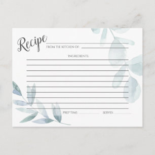 CARTE DE RECETTES   Eucalyptus bleu-dusté