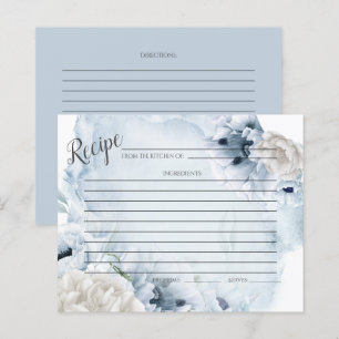 CARTE DE RECETTES   Fleurs bleues rustiques aquare
