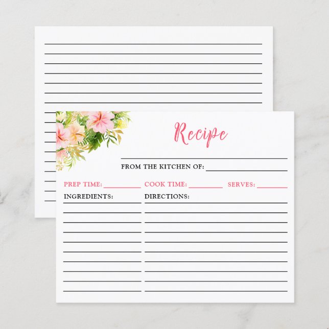 Carte de recettes florales de la Jungle tropicale (Devant / Derrière)