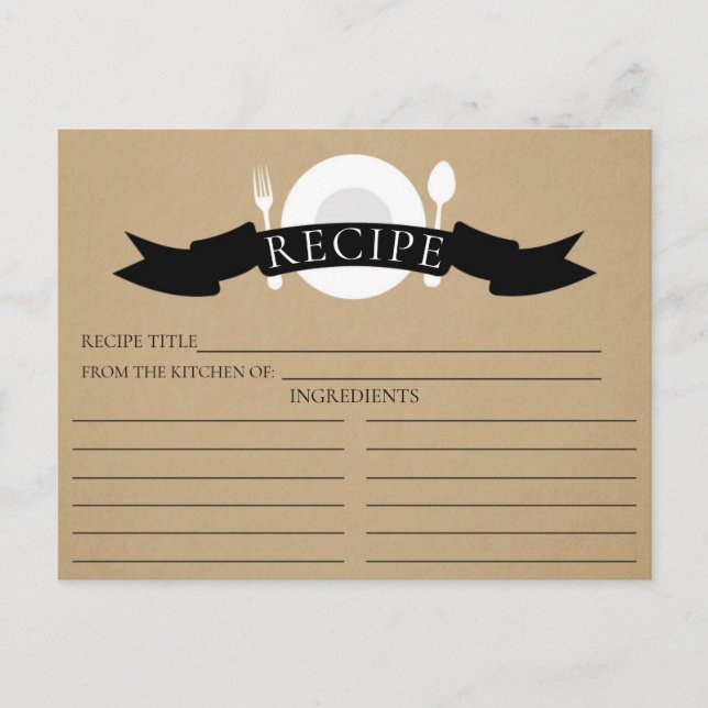 Carte de recettes moderne Fête des mariées Kraft (Devant)