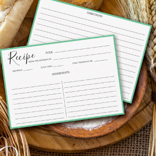 Carte de recettes moderne simple verte