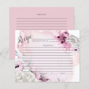 CARTE DE RECETTES   Poppies roses rustiques aquare
