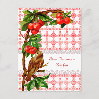 Carte de recettes pour les oiseaux et les cerises