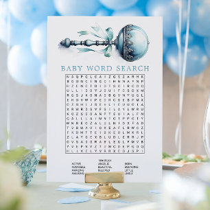 Carte de Recherche de Mots Bébé Garçon Hochet Bleu