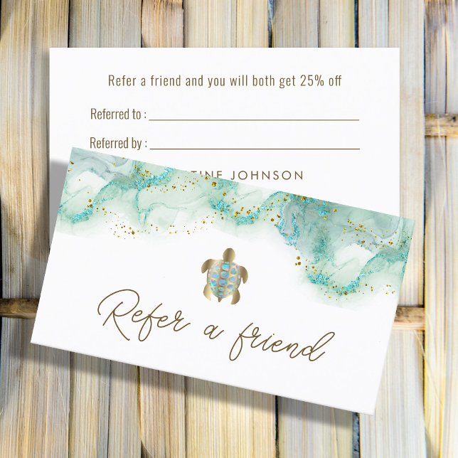 Carte de recommandation de tortue de mer turquoise (Créateur téléchargé)
