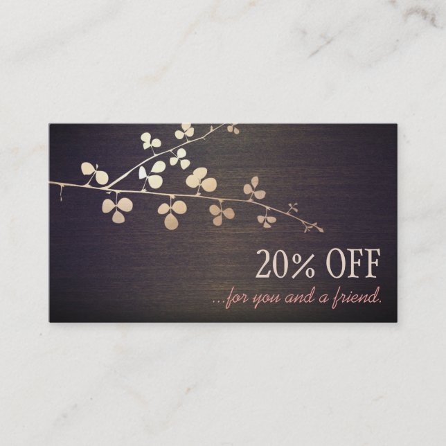 Carte de recommandation, élégant Zen Gold Branch S (Devant)