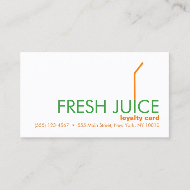 Carte de récompense de fidélité de la barre de jus (Devant)