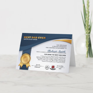 Carte de récompense Meilleur Papa Personnalisable