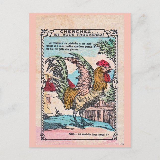 CARTE DE RÉCOMPENSE SCOLAIRE "ROOSTER" (années 190 (Devant)