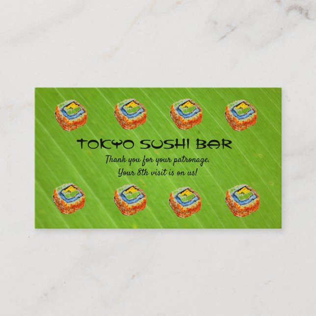 Carte de récompenses de fidélité édité Sushi Bar (Devant)