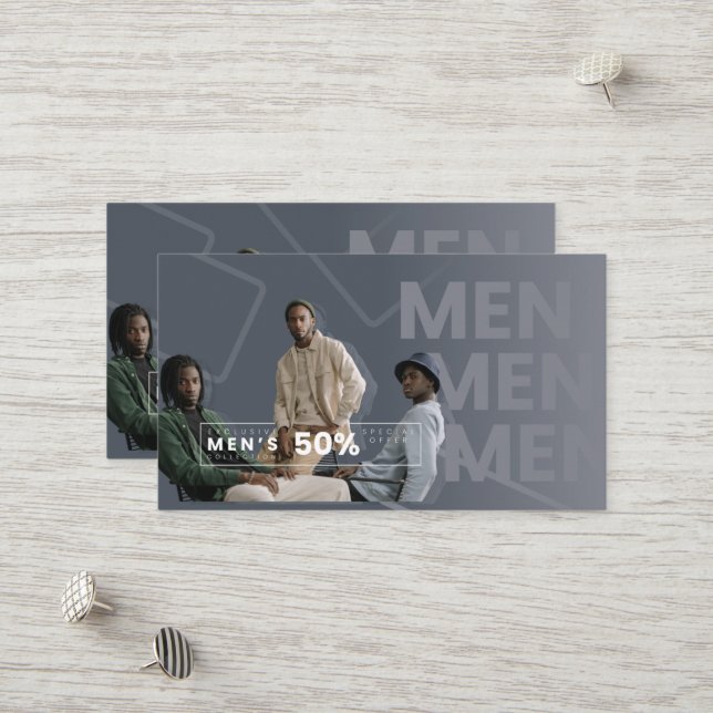 Carte de réduction 50 % hommes (Devant/Arrière en situation)
