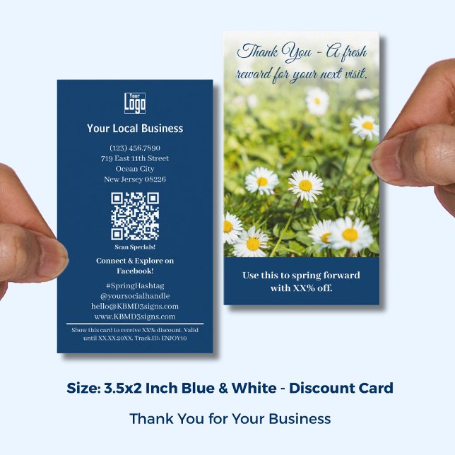 Carte De Réduction A Fresh Reward For Your Next Visit - Thank You (A Fresh Reward For Your Next Visit - Thank You Discount Card; Size 3.5x2 Inch, Logo, QR code)