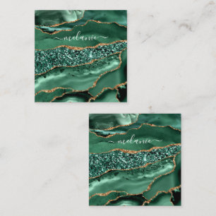 Carte De Réduction Agate Green Gold Parties scintillant Geode Marbre